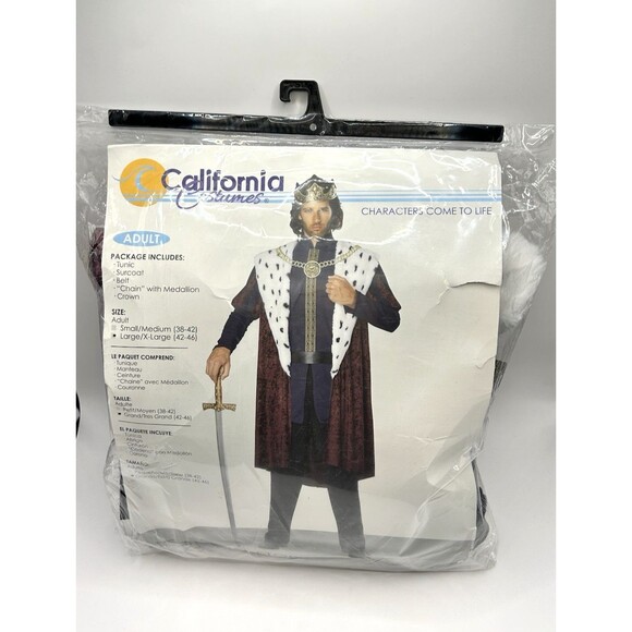 California Costumes Adult King Royal Medieval Size Large/XL Cape Crown Complete - Picture 1 of 10
